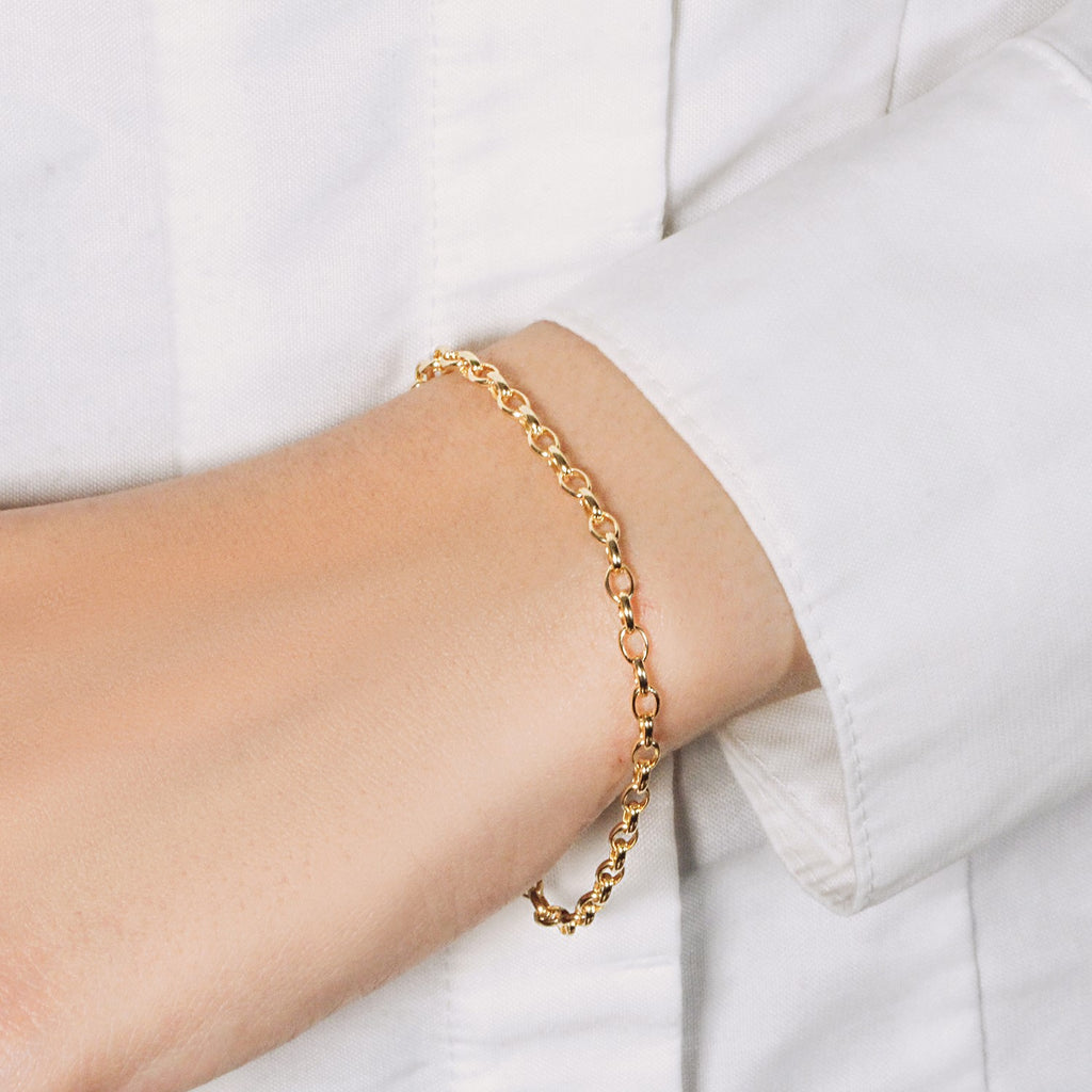 14K Yellow Gold Oval Rolo Bracelet
