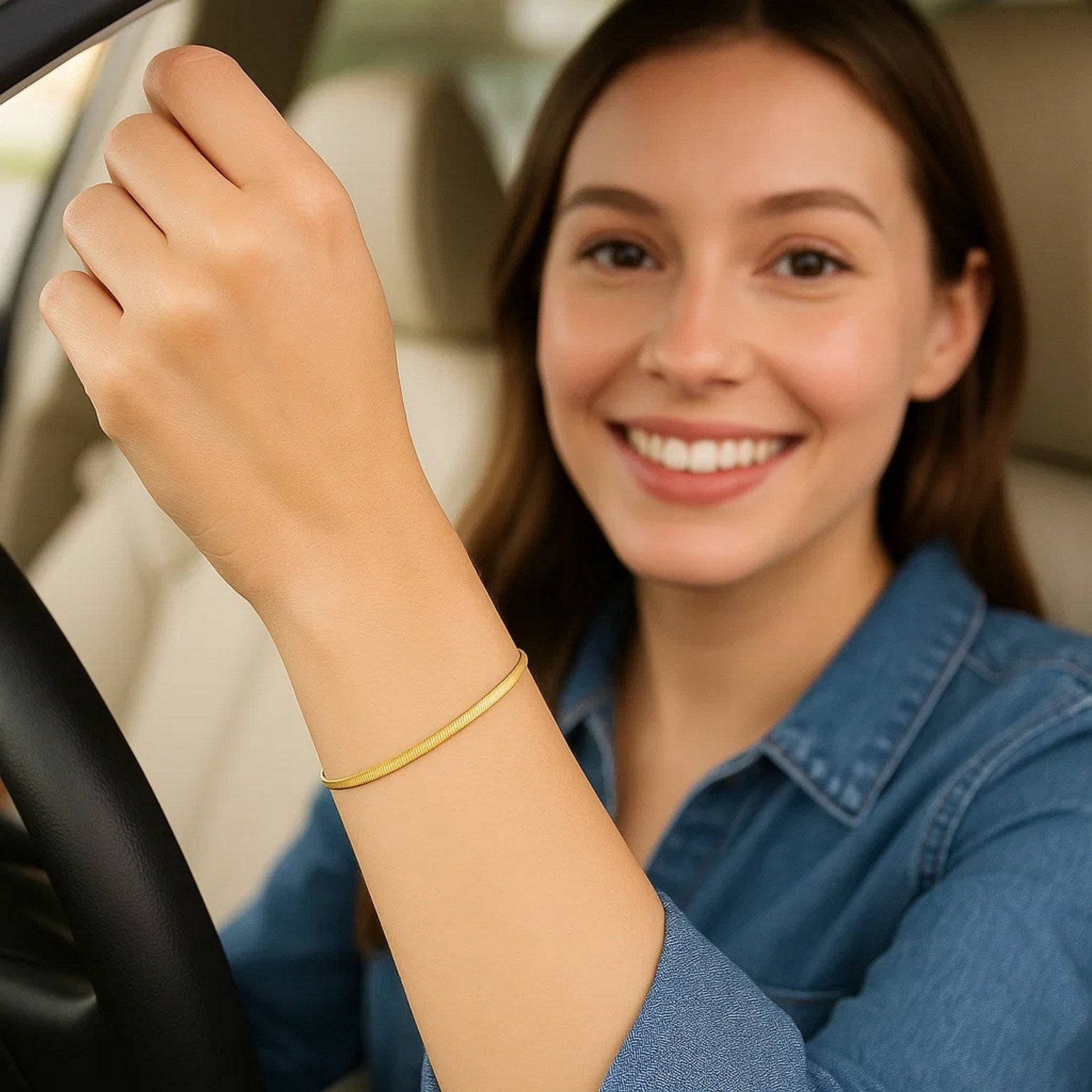 14K Yellow Gold Super Flex Herringbone Bracelet