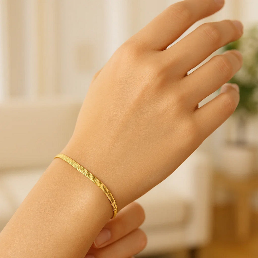 14K Yellow Gold Super Flex Herringbone Bracelet