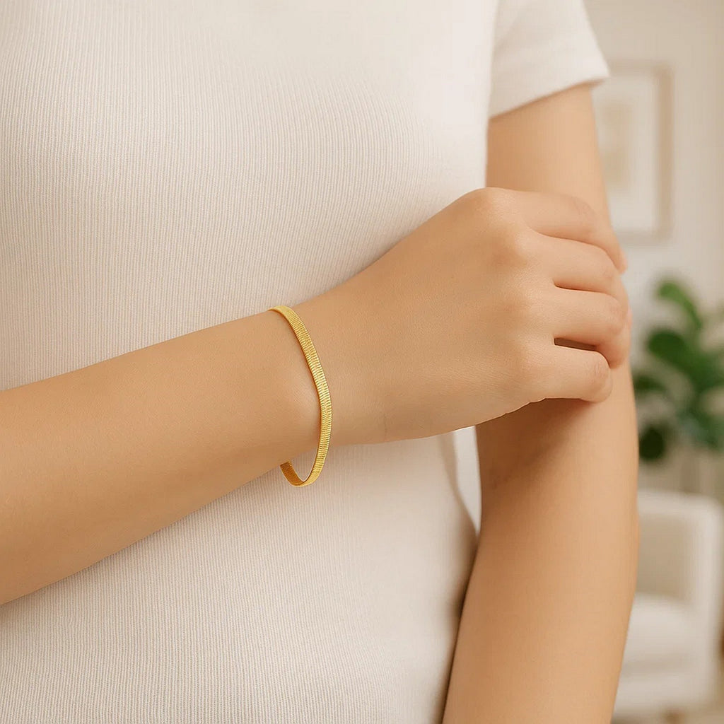 14K Yellow Gold Super Flex Herringbone Bracelet