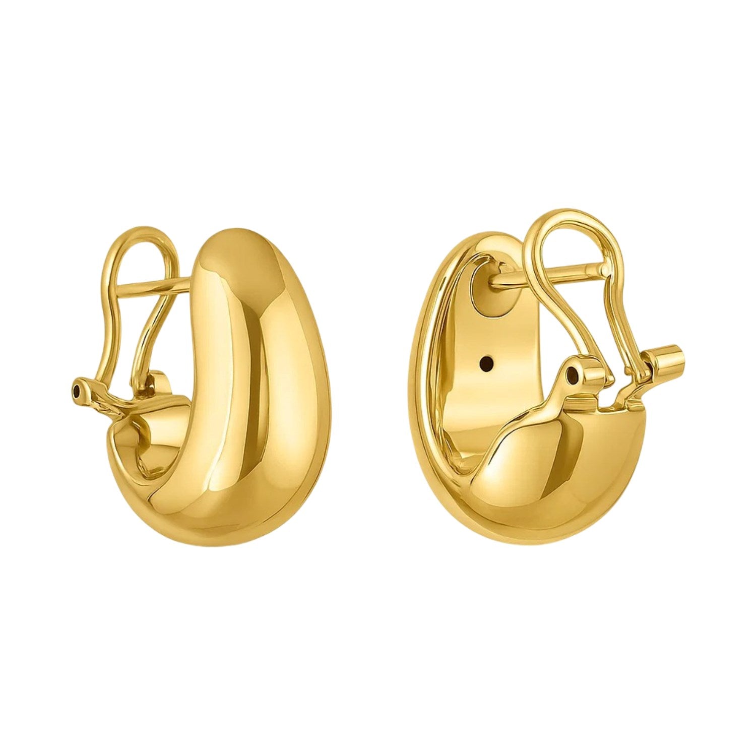 14K Gold Small Omega Hoop Earrings - Elegant Curved Design