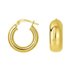 Wide Small Hoop Earrings Snap Lock | 14K Gold