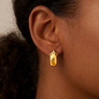 Wide Small Hoop Earrings Snap Lock | 14K Gold