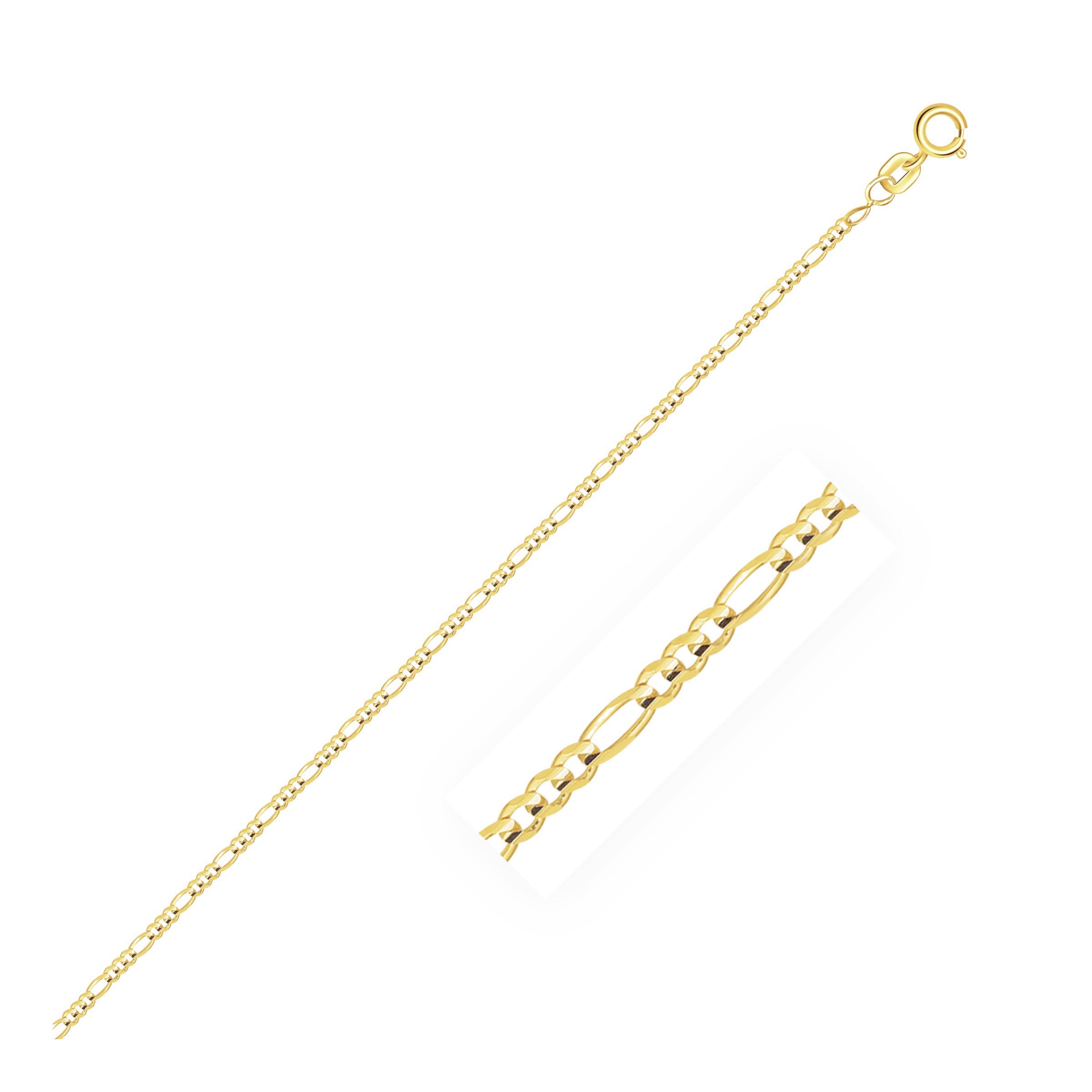 Solid Figaro Chain in 14K Yellow Gold
