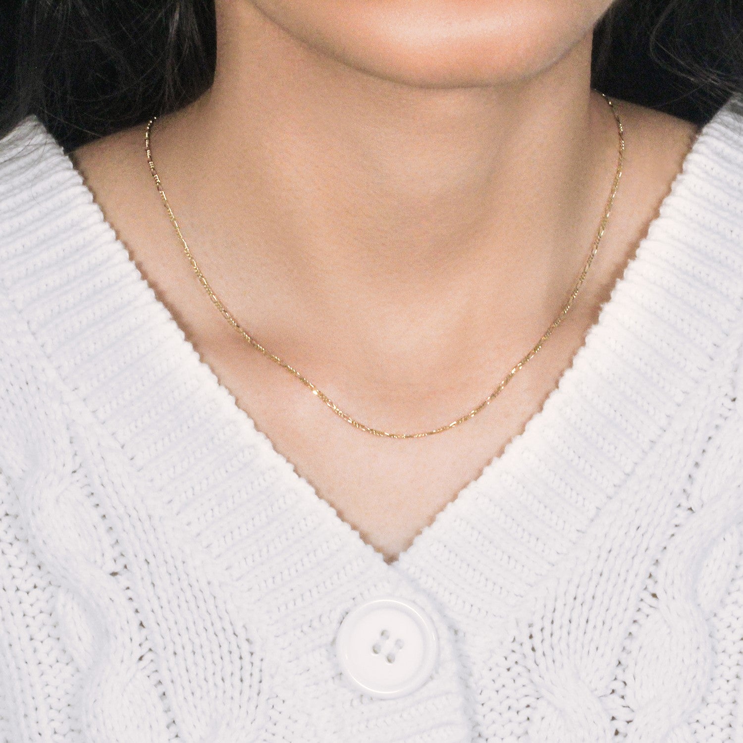 Solid Figaro Chain in 14K Yellow Gold