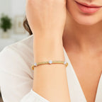 Diamond Accent Station Basket Weave Bracelet in 14K Two Tone Gold