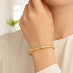 Diamond Accent Station Basket Weave Bracelet in 14K Two Tone Gold