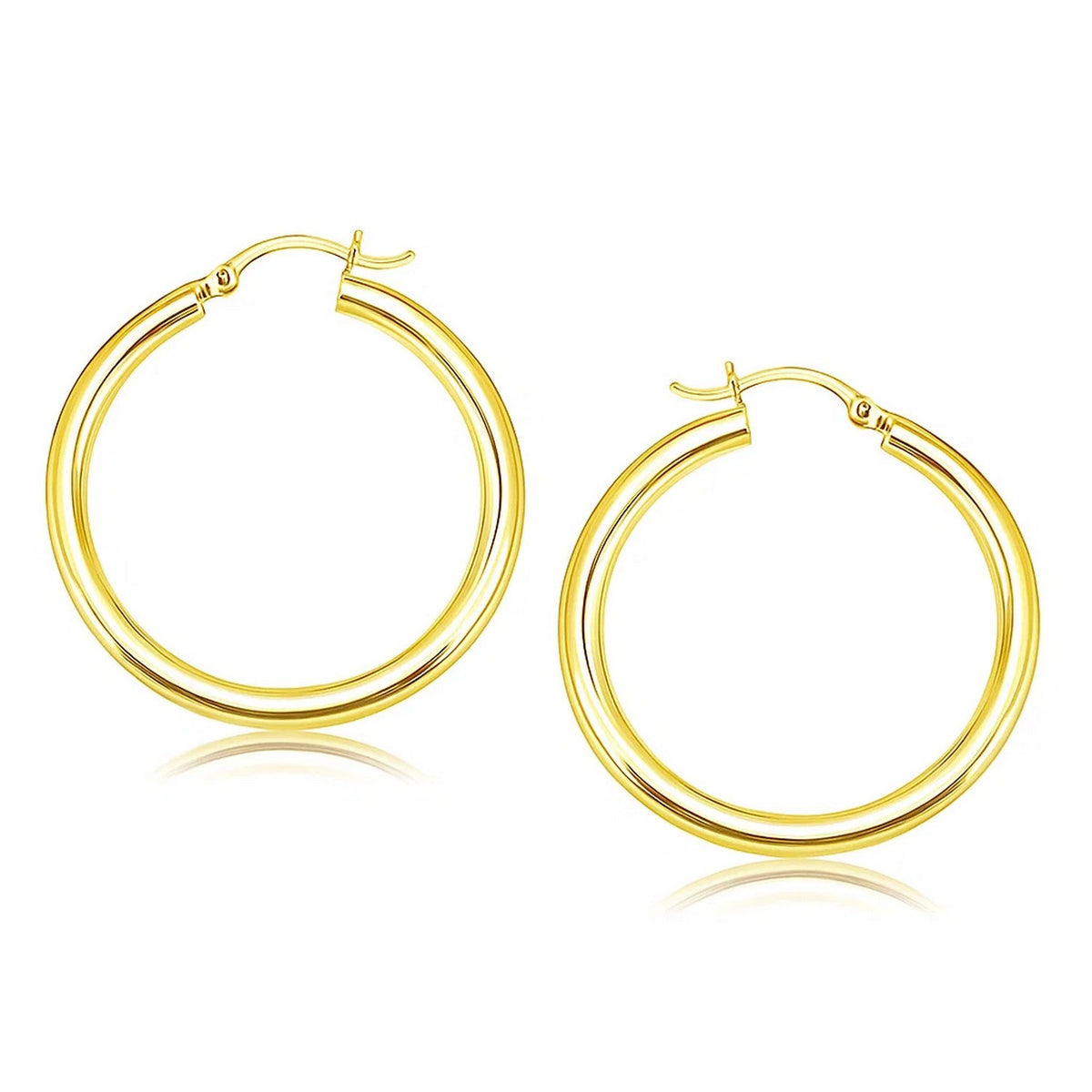 Wide Polished Hoop Earrings in 14K Gold | 4x40mm