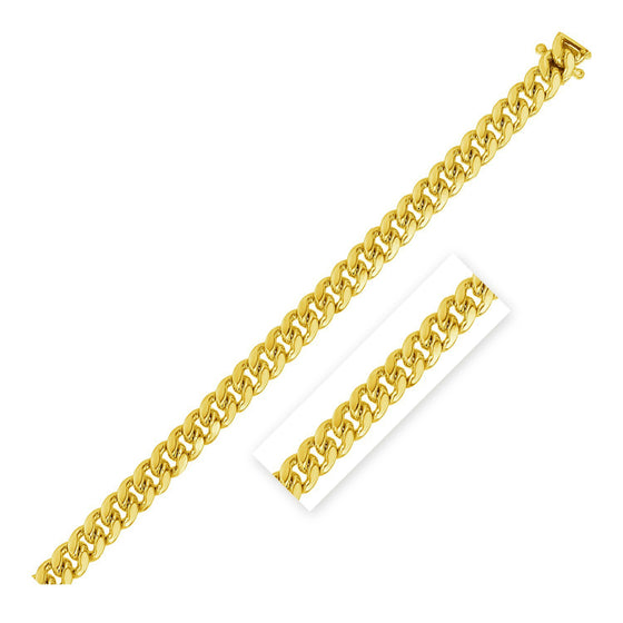 Solid Miami Cuban chain in 14K yellow gold, 4.0mm, with a close-up of the links
