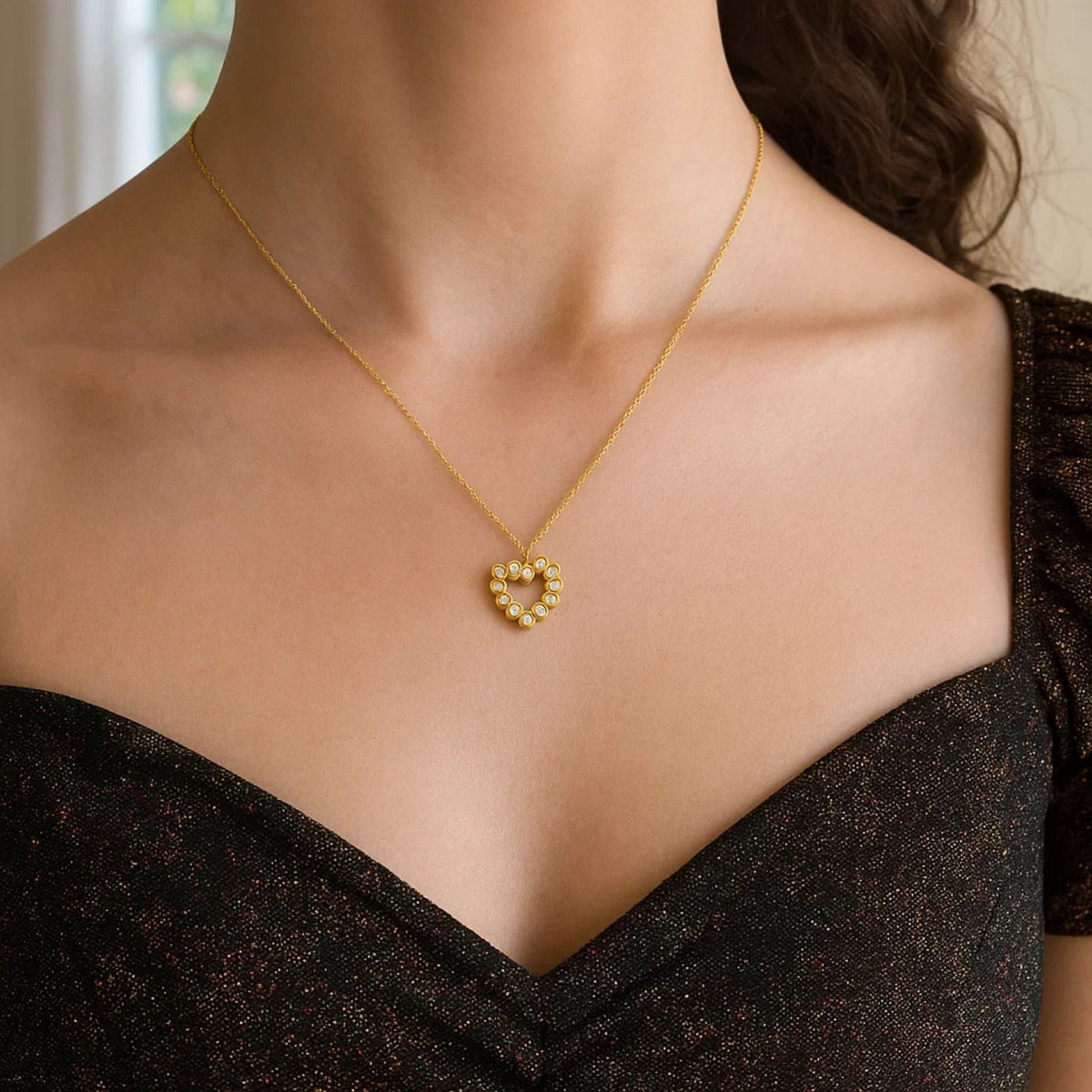 Petite Diamond Heart Pendant Necklace in 14K Yellow Gold