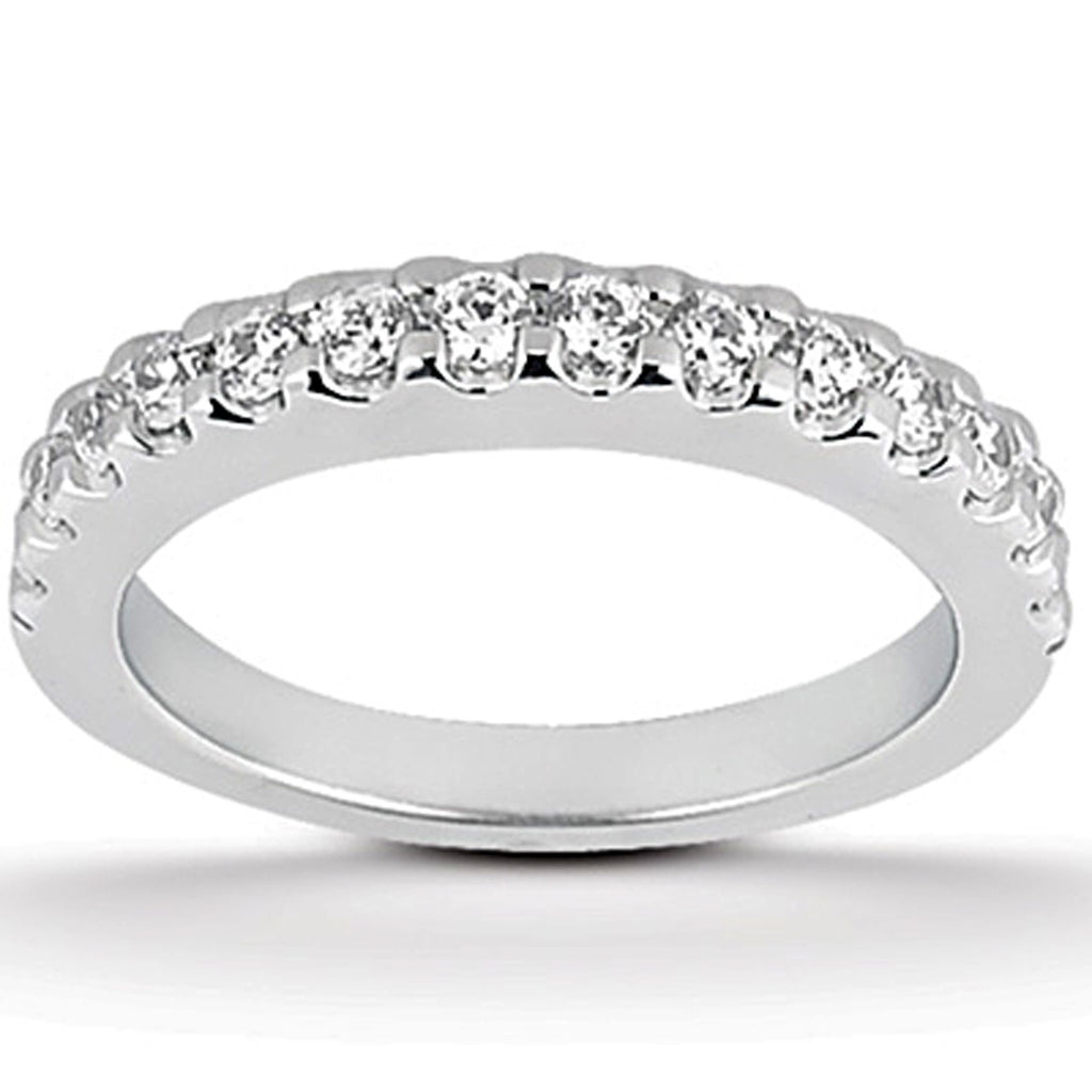 Scalloped Diamond Wedding Band in 14K White Gold, 0.70 Ct