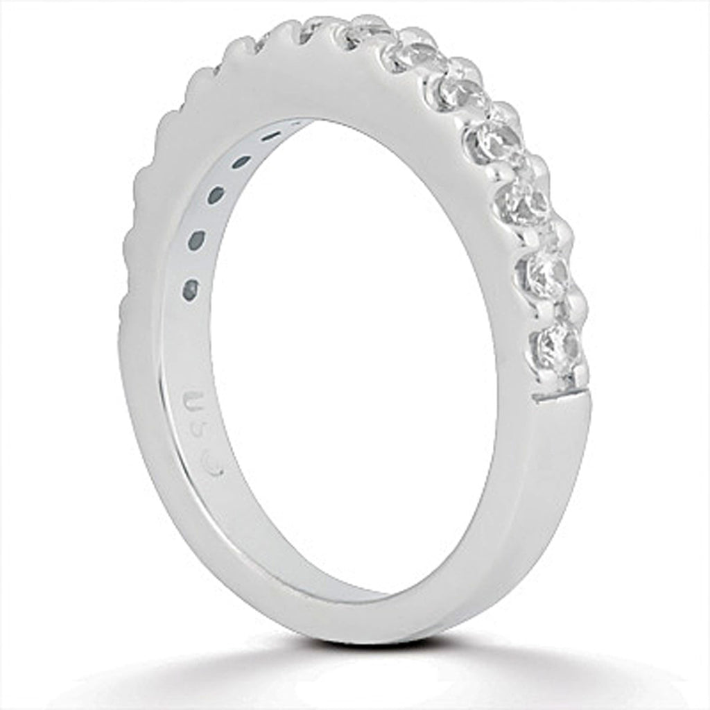 Scalloped Diamond Wedding Band in 14K White Gold, 0.70 Ct