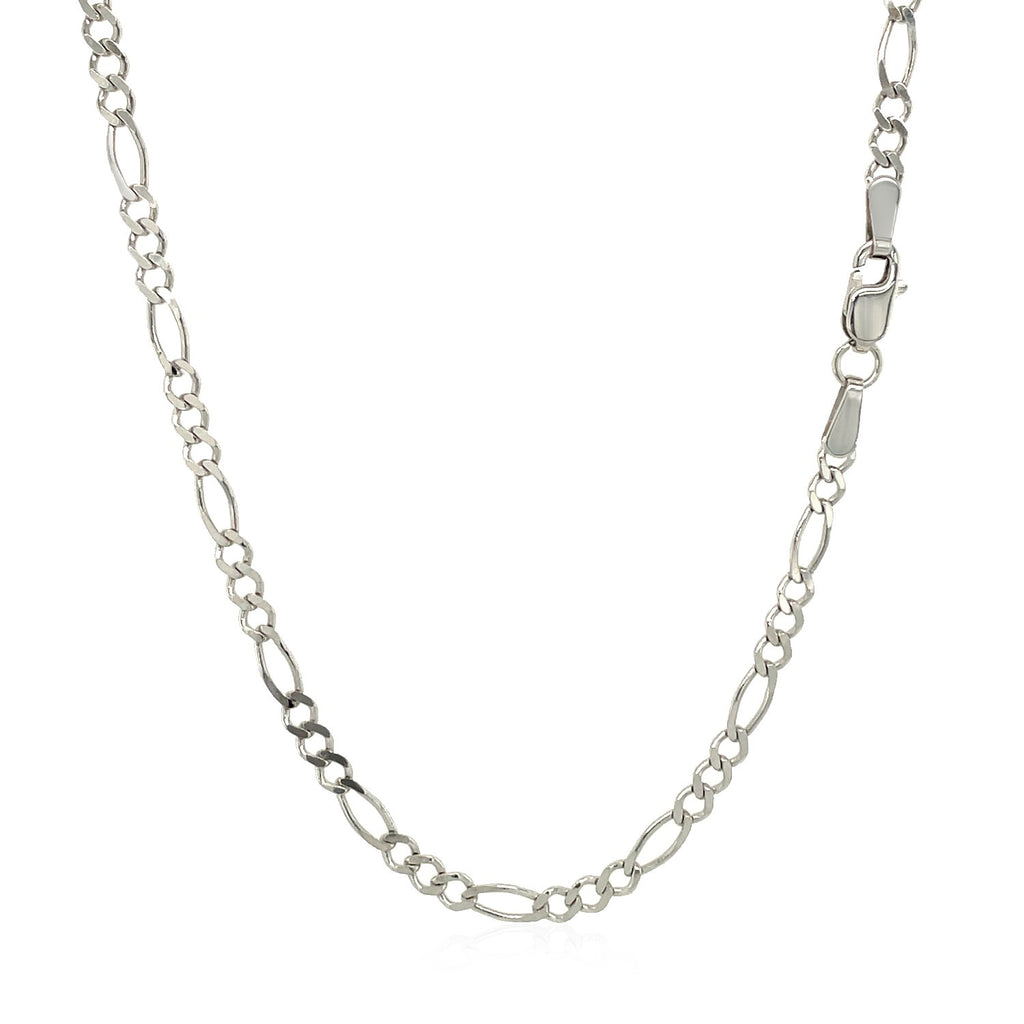 Solid Figaro Chain in 14K White Gold