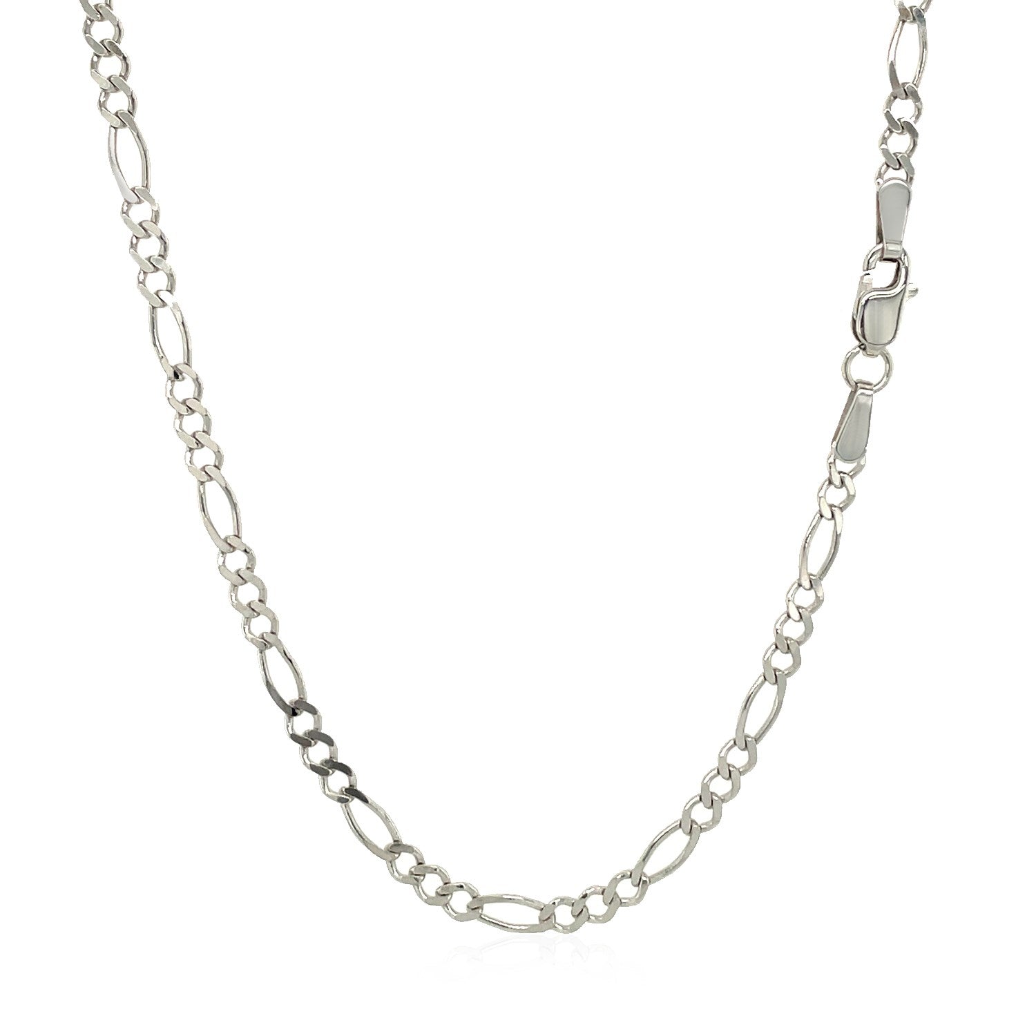 Solid Figaro Chain in 14K White Gold