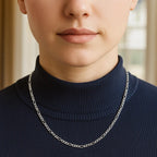 Solid Figaro Chain in 14K White Gold