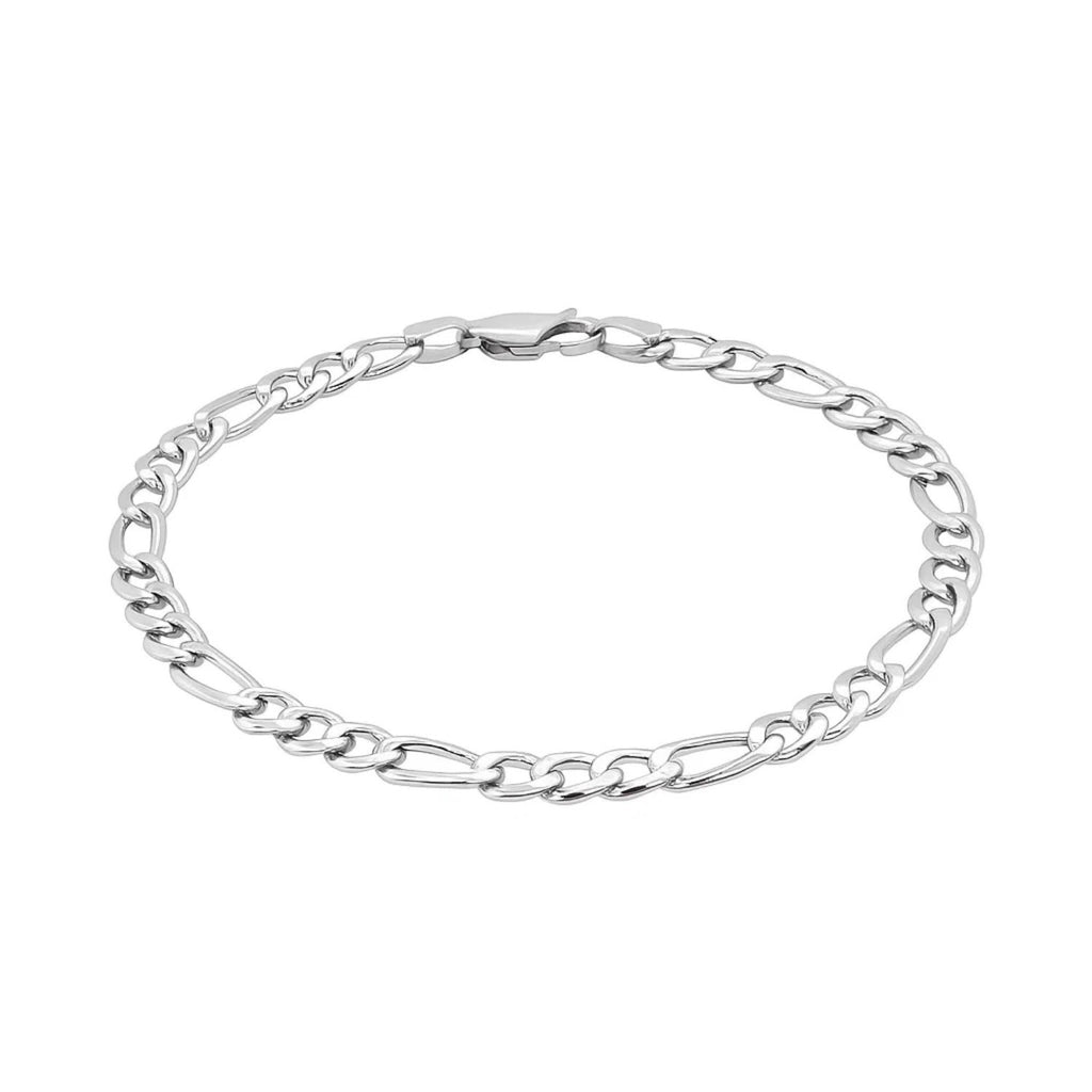 14K Gold Solid Figaro Chain Bracelet - 6.00 mm