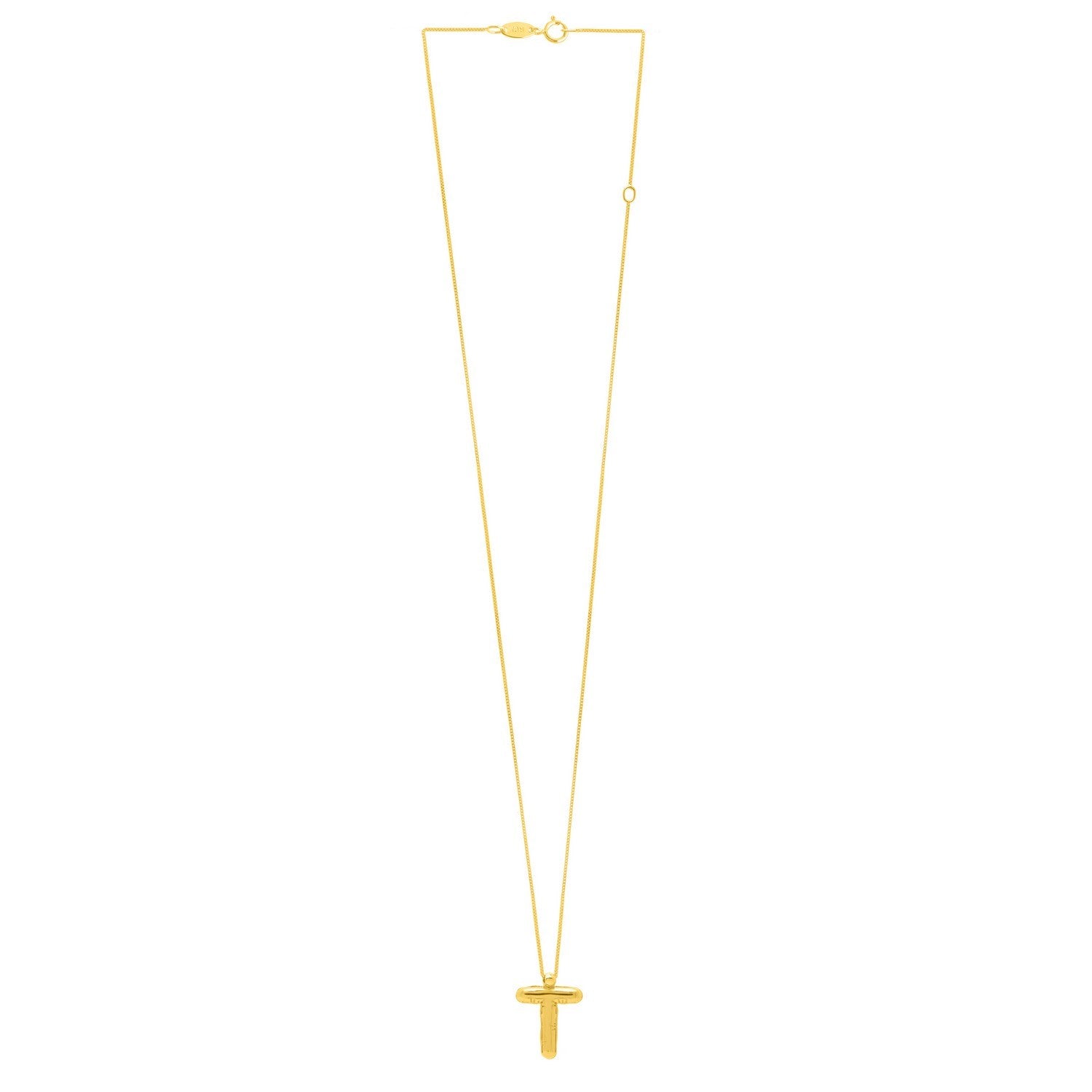 14K Yellow Gold Helium Initial T Pendant