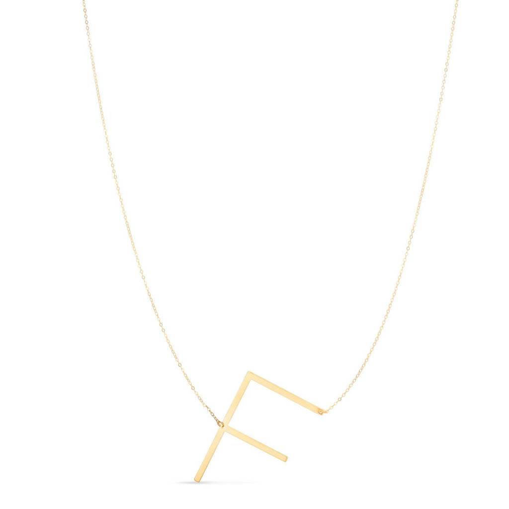 14K Yellow Gold Yours Truly Large Initial F Necklace