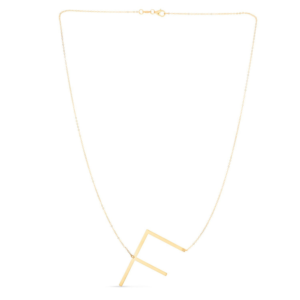 14K Yellow Gold Yours Truly Large Initial F Necklace