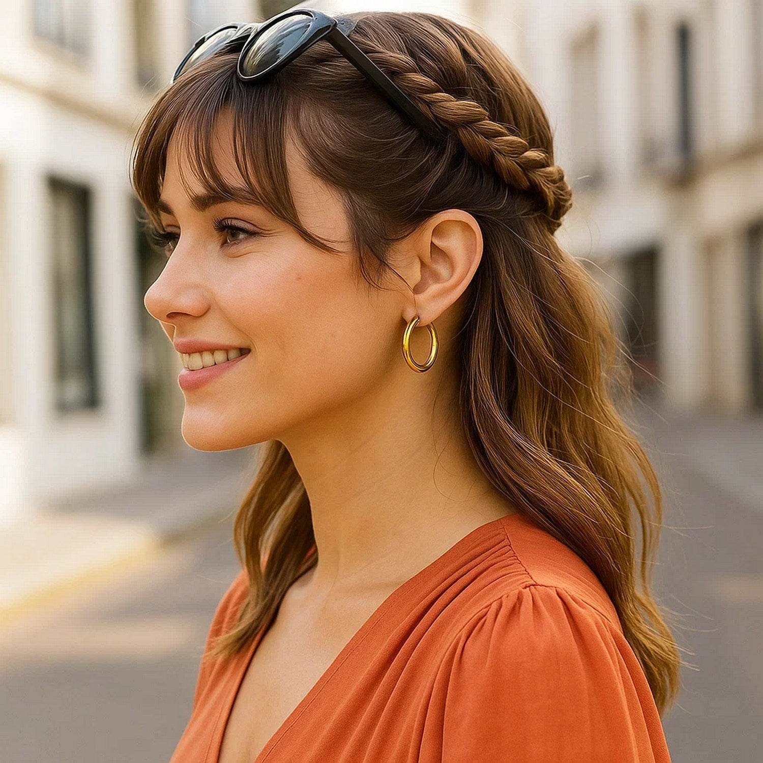 14k Yellow Gold Polished Hoop Earrings (4x25mm)