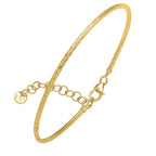 Front view of 14K yellow gold diamond-cut stack bangle, 1.8mm