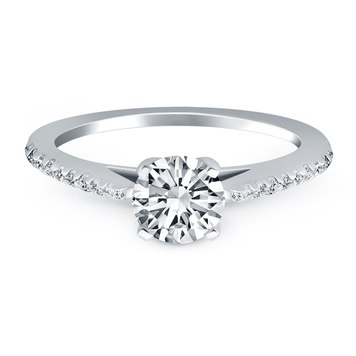 Cathedral Diamond Engagement Ring in 14K White Gold | 0.68 cttw