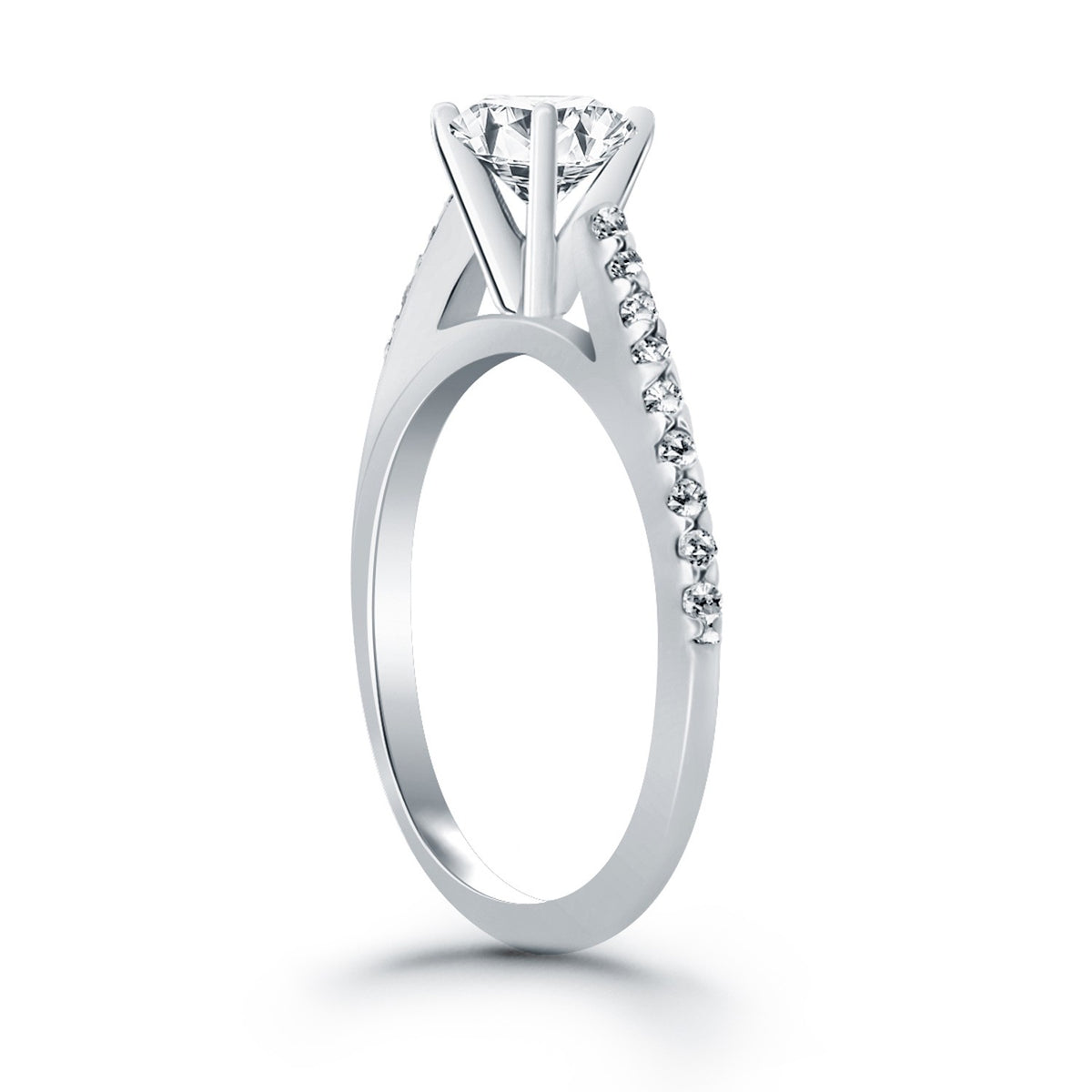 Cathedral Diamond Engagement Ring in 14K White Gold | 0.68 cttw