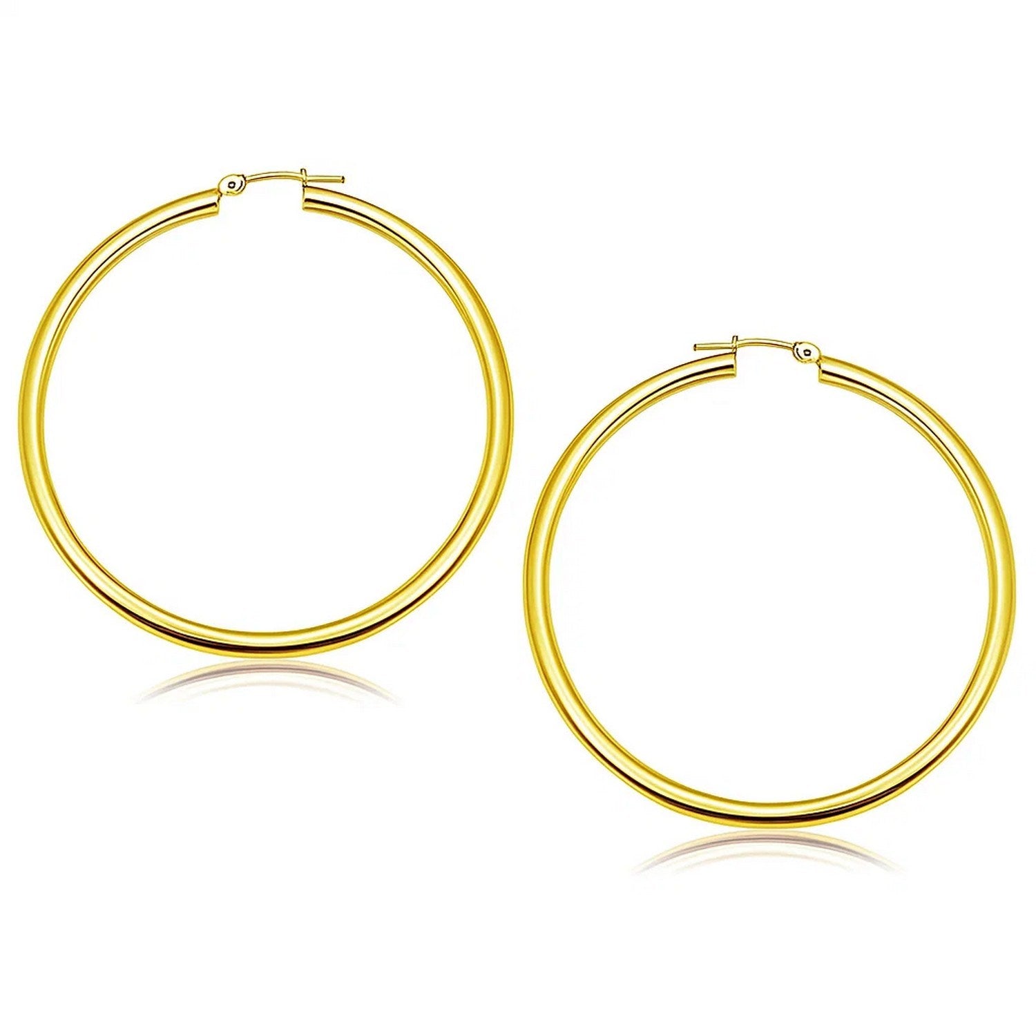 14k Yellow Gold Polished Hoop Earrings (3x50mm)