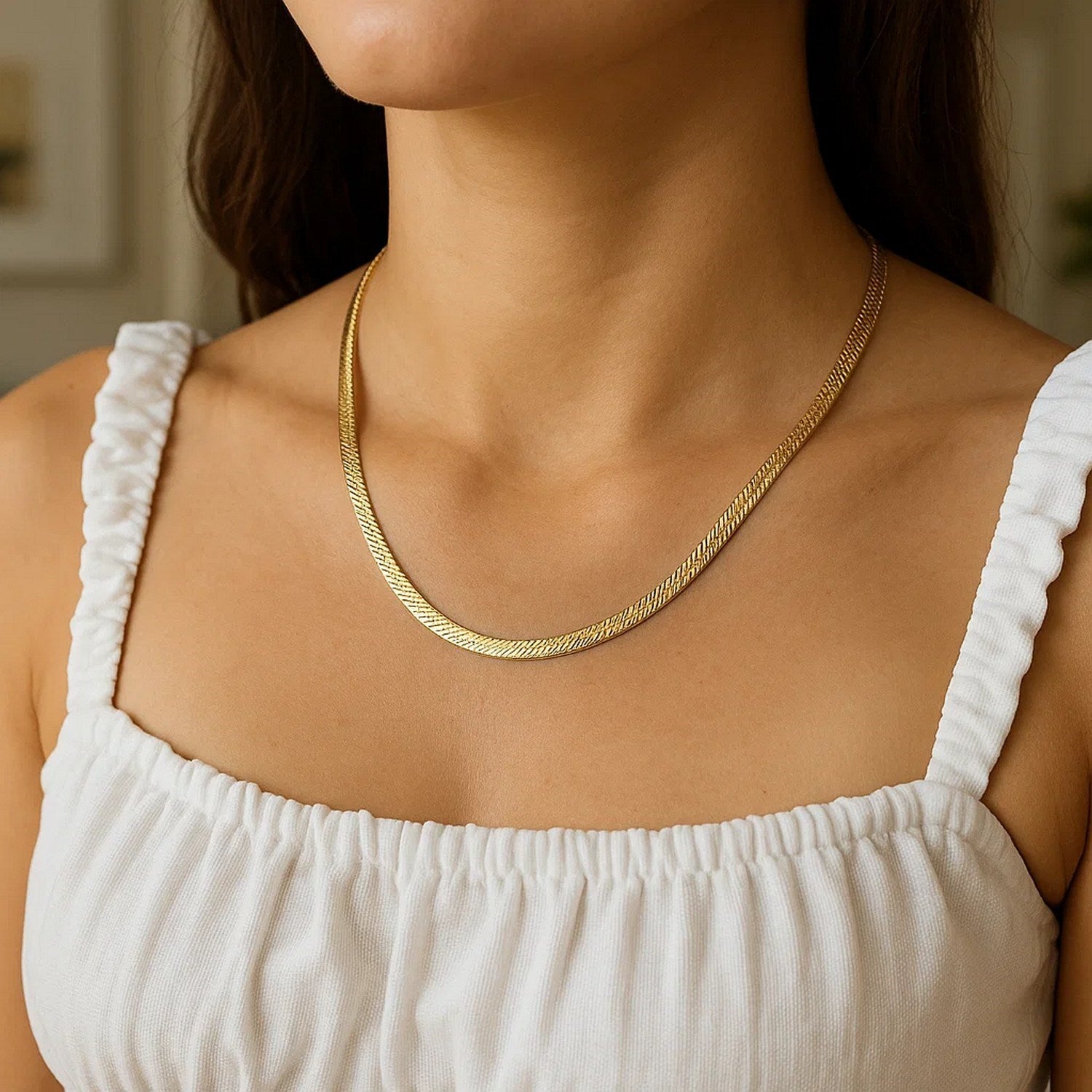 14K Gold Herringbone Chain - 4.60mm Super Flex