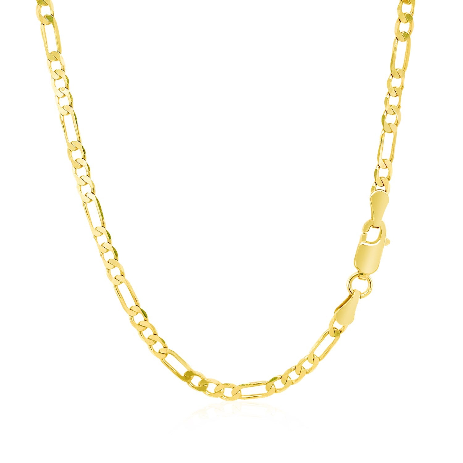 Solid Figaro Chain Necklace in 14K Yellow Gold | 3.00mm