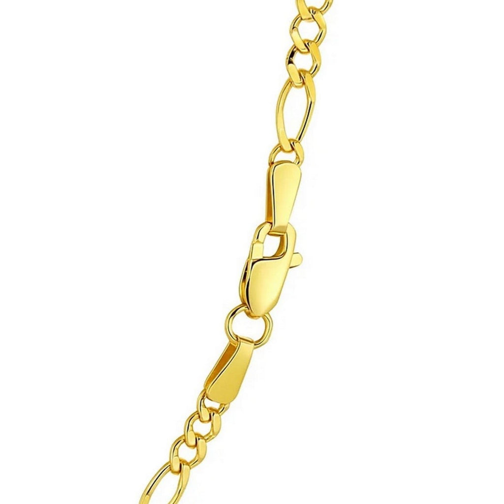 Solid Figaro chain necklace in 14K yellow gold, 3.00mm