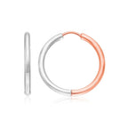 14K Two Tone Gold Hoop Earrings | 14K Gold