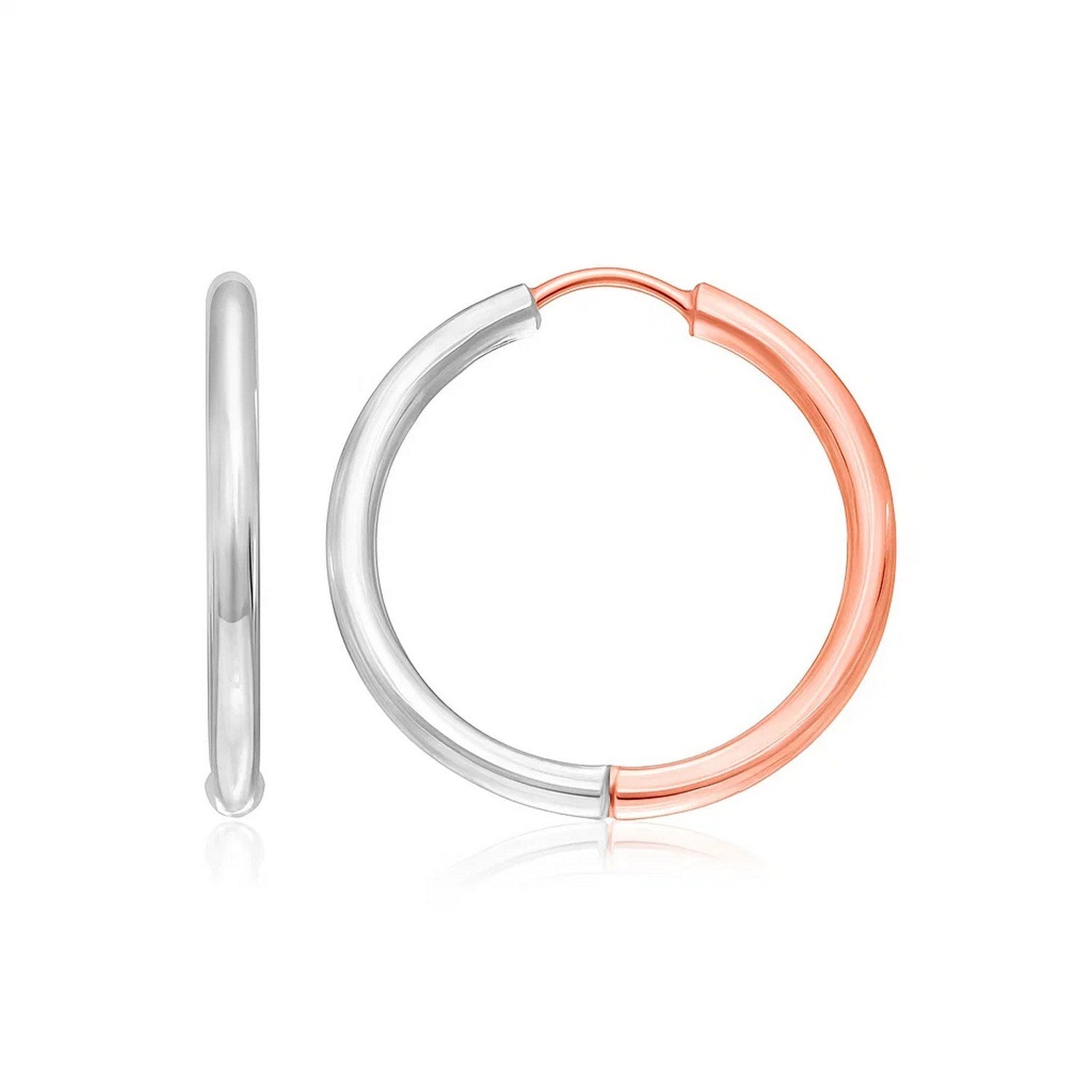 14K Two Tone Gold Hoop Earrings | 14K Gold