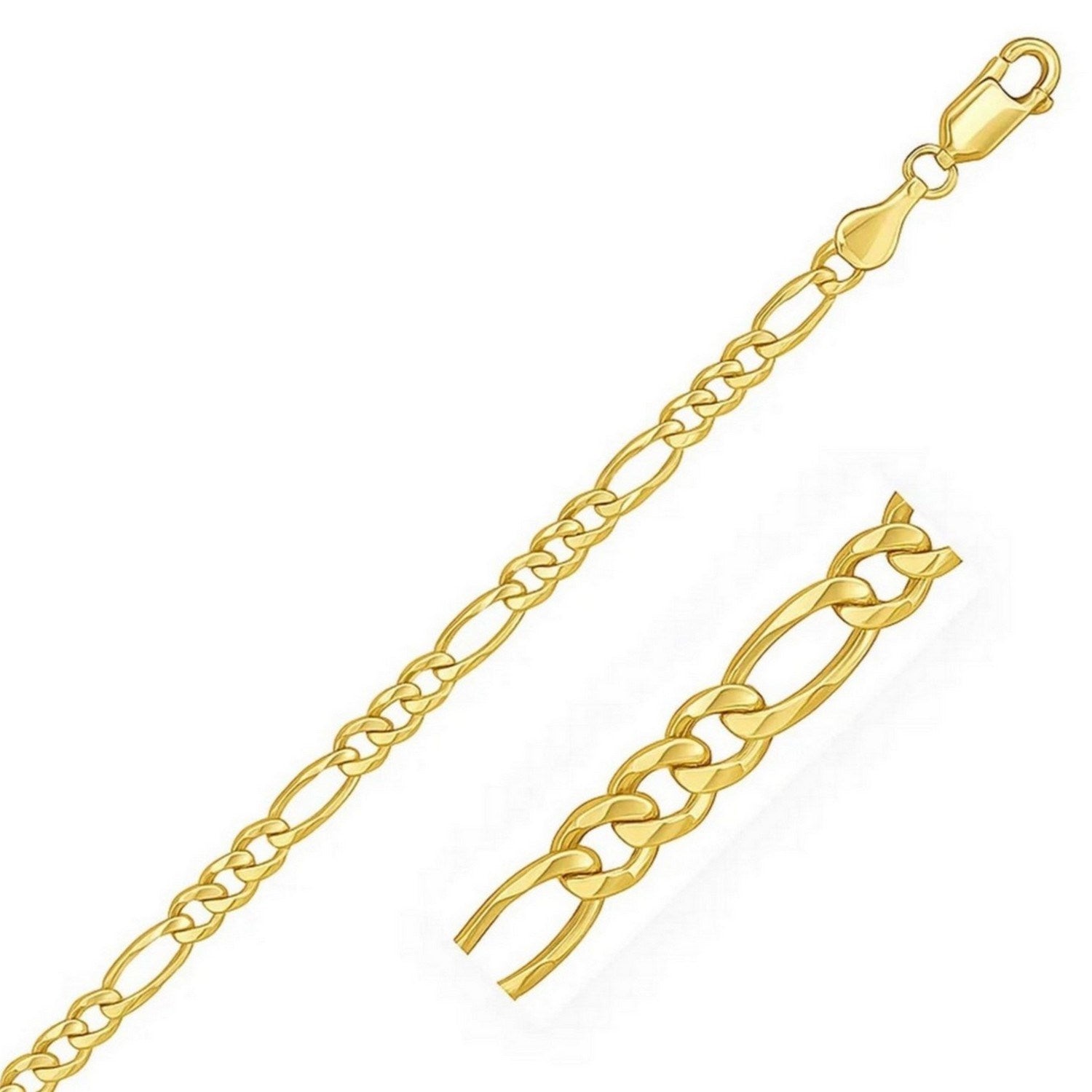 Solid Figaro Chain Necklace in 14K Yellow Gold | 6.00mm