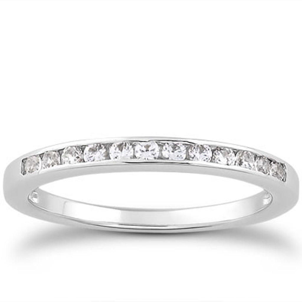 Channel Set Diamond Wedding Band in 14K White Gold, 1/3 round