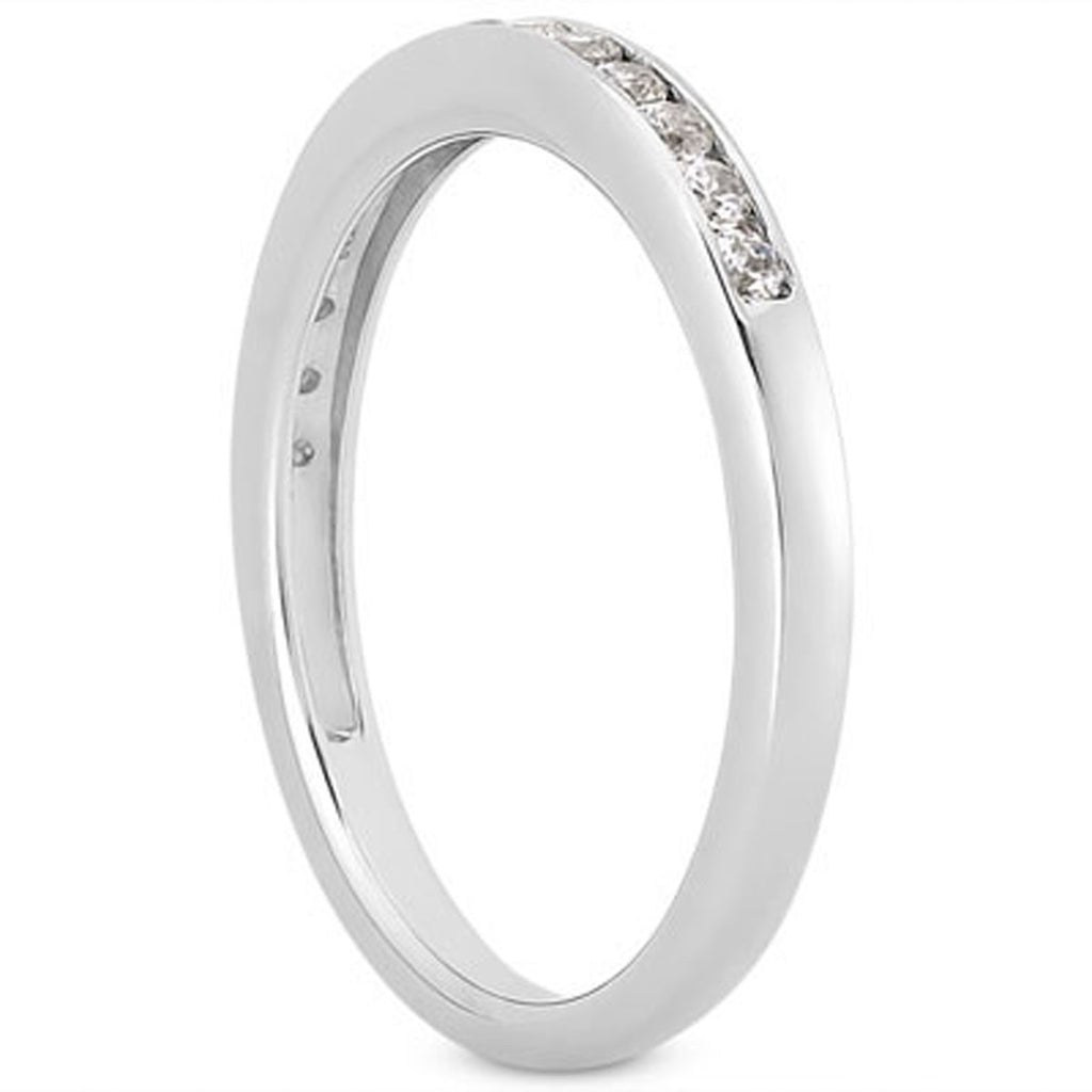 Channel Set Diamond Wedding Band in 14K White Gold, 1/3 round