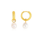 Small Hoop Earrings Pearls | 14K Gold