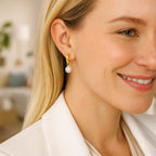 Small Hoop Earrings Pearls | 14K Gold