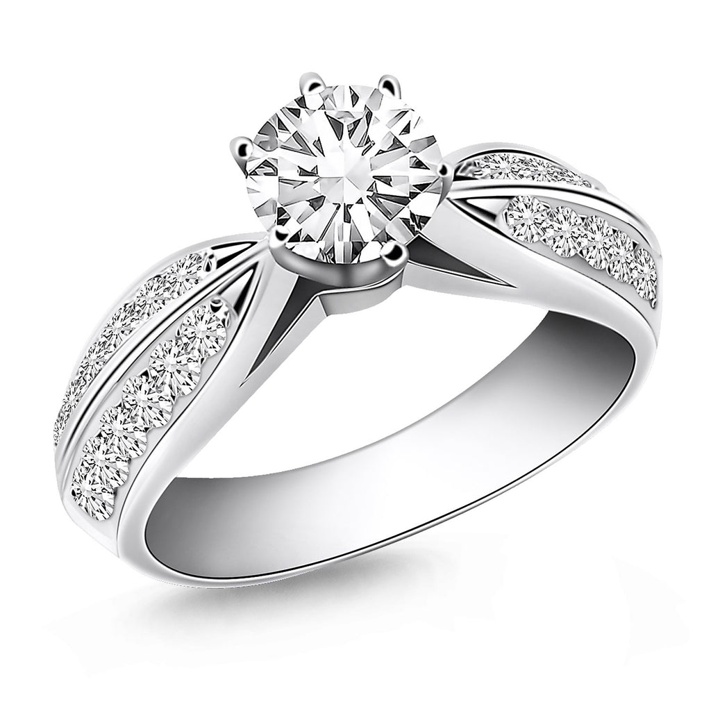 Cathedral Diamond Engagement Ring in 14K White Gold | 1.06 Cttw