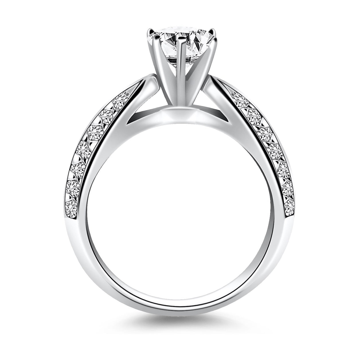 Cathedral Diamond Engagement Ring in 14K White Gold | 1.06 cttw