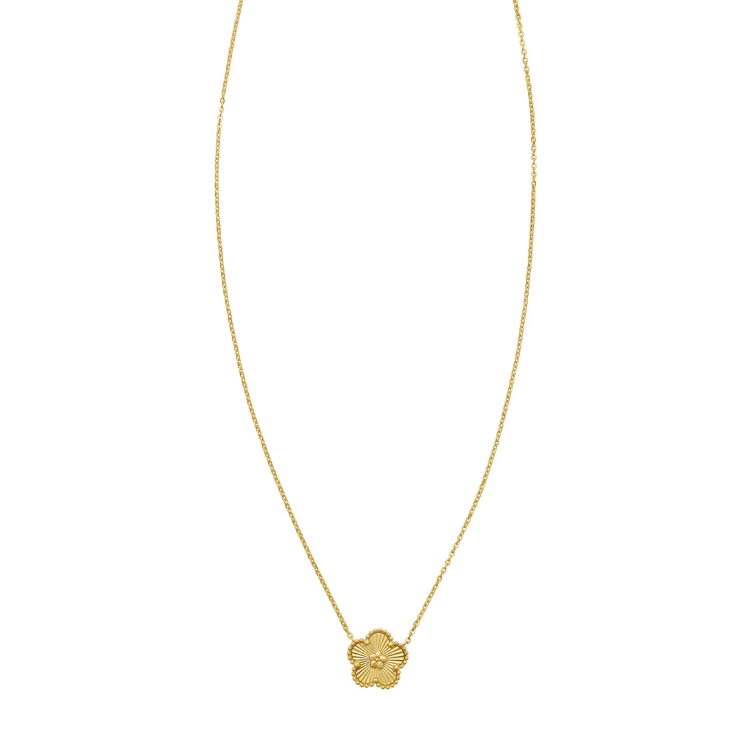 14K Yellow Gold Radiating Flower Necklace
