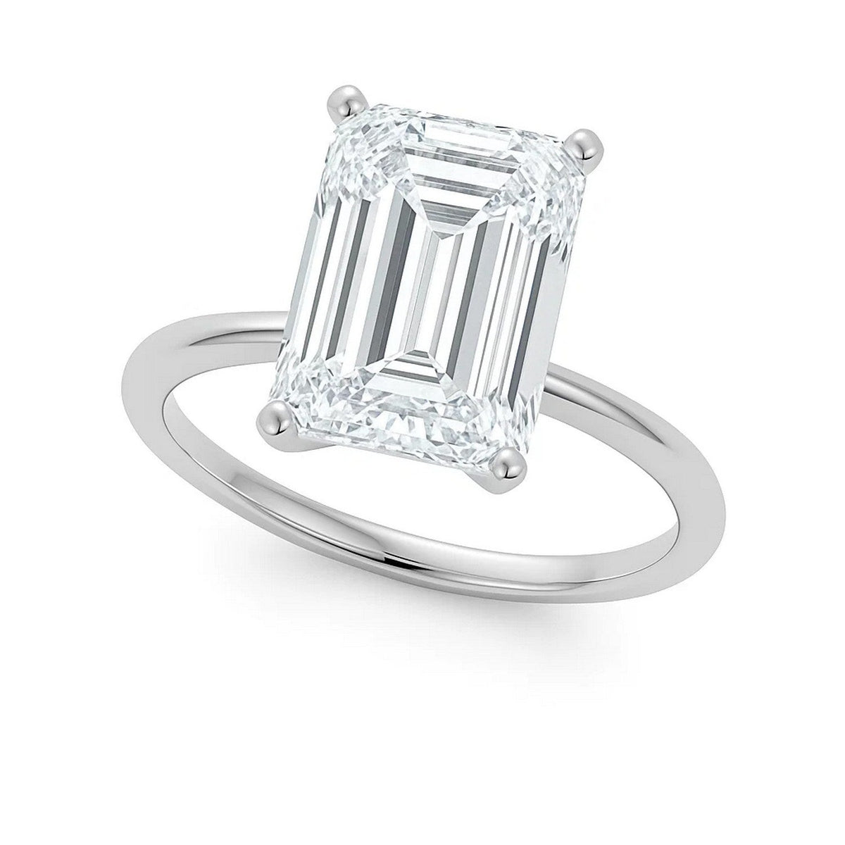 5 Carat Emerald Lab Grown Diamond Solitaire Ring in 14K Yellow Gold