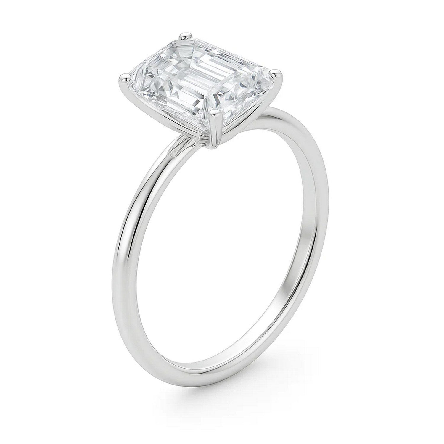 5.ct Emerald Cut Lab Grown Diamond Solitaire Ring in 14K White Gold | IGI Certified
