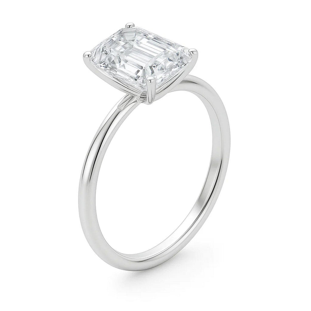 5 Carat Emerald Lab Grown Diamond Solitaire Ring in 14K Yellow Gold