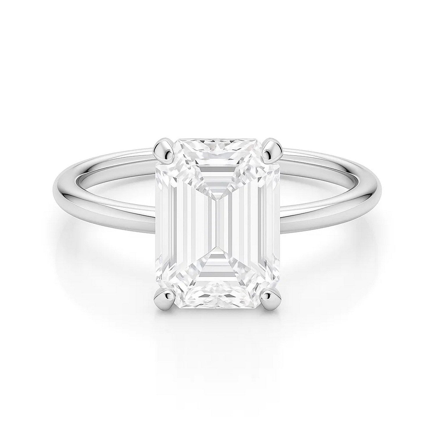 5.ct Emerald Cut Lab Grown Diamond Solitaire Ring in 14K White Gold | IGI Certified