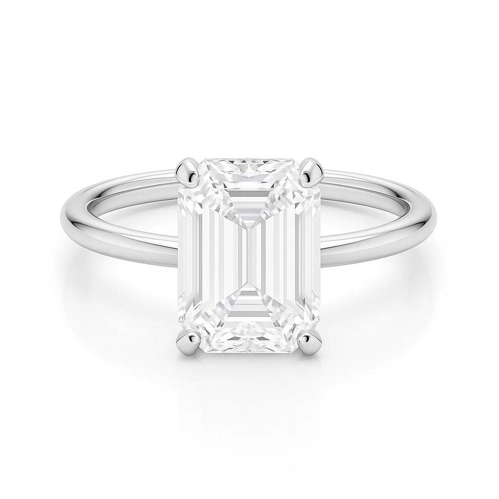 5 Carat Emerald Lab Grown Diamond Solitaire Ring in 14K Yellow Gold