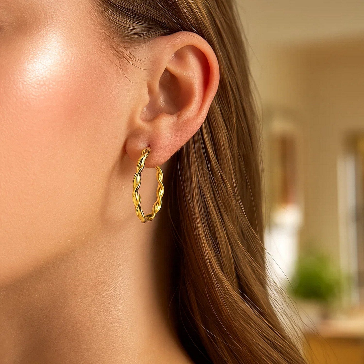 14k Yellow Gold Hoop Earrings (25mm)