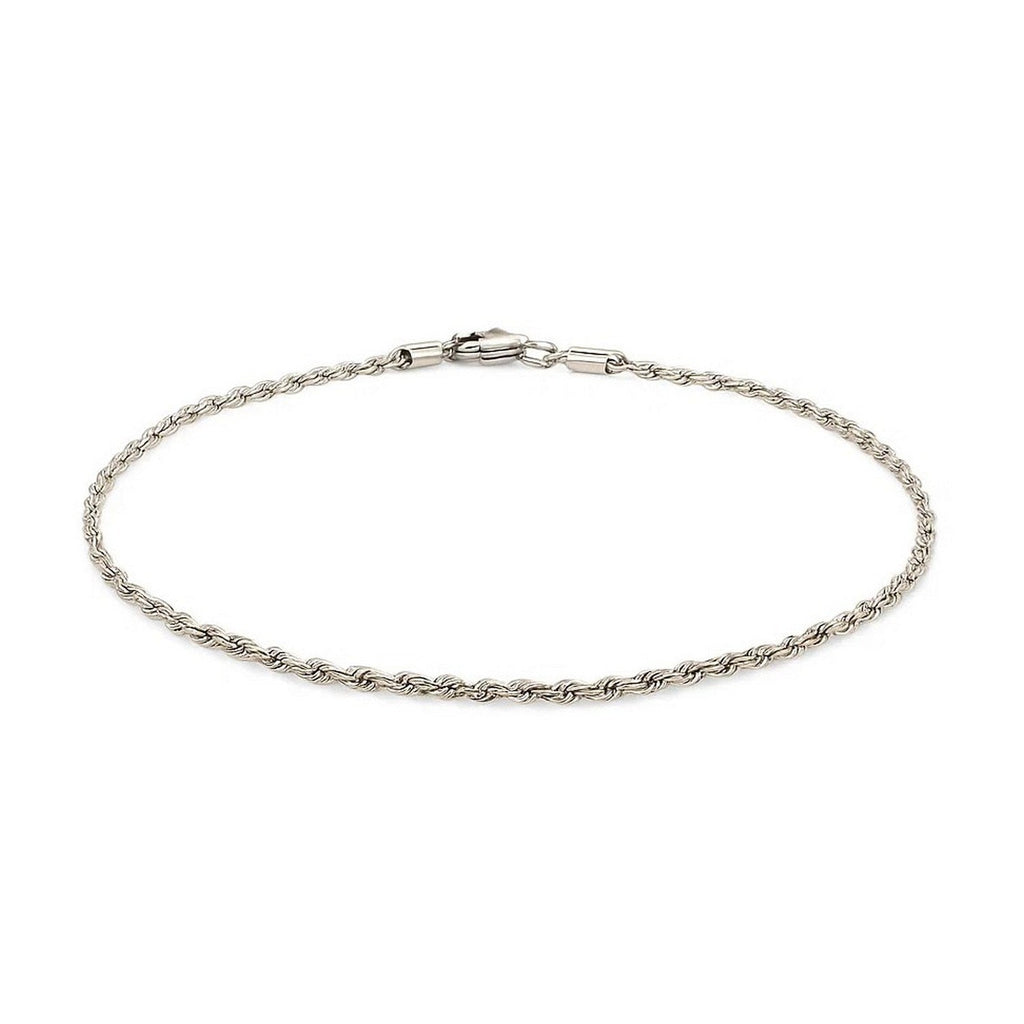 Diamond-cut rope bracelet in 14K white gold, 1.60mm, laid flat in a circle