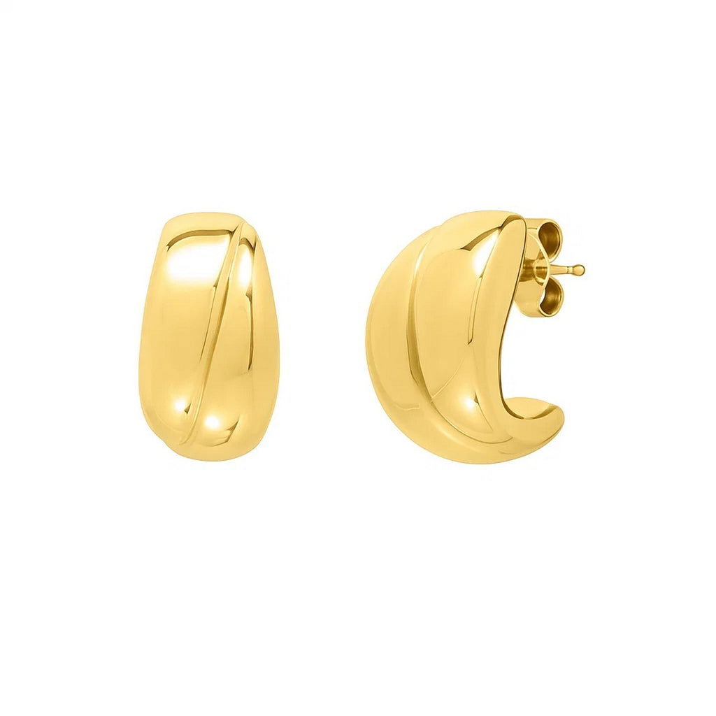 Puffed Up Split Hoop Earrings | 14K Gold