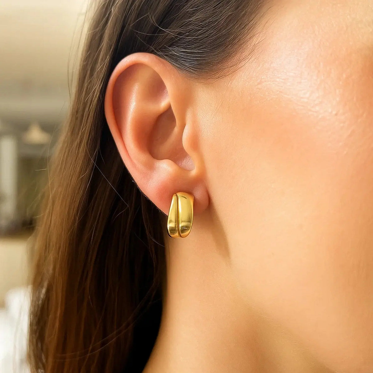 Puffed Up Split Hoop Earrings | 14K Gold  Hoop Earrings DEEVE